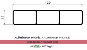 ALUMINYUM PROFIL YAN TAHTALIK 6.60 MT ( 7,60 KG ) PRES